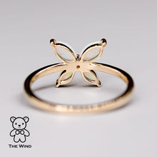 Load image into Gallery viewer, Flower Design Australian Opal Diamond Engagement Ring 14K Yellow Gold