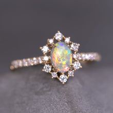 Load image into Gallery viewer, Stunning Semi-Black Opal Diamond Engagement Ring 18K Gold