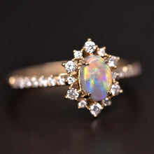Load image into Gallery viewer, Stunning Semi-Black Opal Diamond Engagement Ring 18K Gold