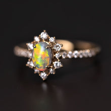 Load image into Gallery viewer, Stunning Semi-Black Opal Diamond Engagement Ring 18K Gold