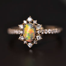 Load image into Gallery viewer, Stunning Semi-Black Opal Diamond Engagement Ring 18K Gold