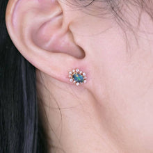 Load image into Gallery viewer, Stunning Boulder Opal &amp; Halo Diamond Stud Earrings 18k Yellow Gold