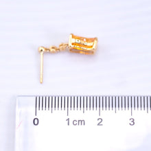 Load image into Gallery viewer, Stunning Diamond Fire Opal Asymmetric Drop Earrings in 18K Yellow Gold