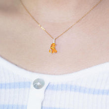 Load image into Gallery viewer, Stunning Mexican Fire Opal &amp; Diamond Pendant Necklace 18K Yellow Gold