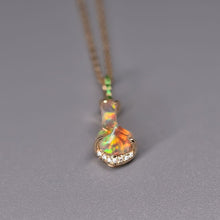 Load image into Gallery viewer, Stunning 18K Yellow Gold Pendant Necklace with Fire Opal, Diamond