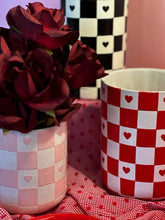 Load image into Gallery viewer, Checkered Heart Large Vase/Utensil Holder