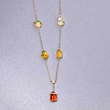 Load image into Gallery viewer, Stylish Five Charms Fire Opal Diamond Necklace 18K Yellow Gold
