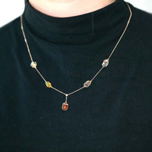 Load image into Gallery viewer, Stylish Five Charms Fire Opal Diamond Necklace 18K Yellow Gold