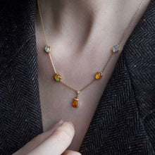Load image into Gallery viewer, Stylish Five Charms Fire Opal Diamond Necklace 18K Yellow Gold