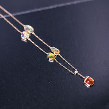 Load image into Gallery viewer, Stylish Five Charms Fire Opal Diamond Necklace 18K Yellow Gold