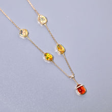 Load image into Gallery viewer, Stylish Five Charms Fire Opal Diamond Necklace 18K Yellow Gold