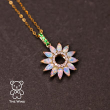 Load image into Gallery viewer, Sunflower Australian Solid Opal Tsavorite Diamond Pendant 18K Yellow Gold