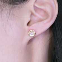 Load image into Gallery viewer, Sunflower Stud Earrings with Australian Opal 14K Yellow Gold