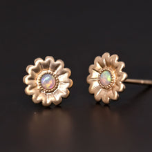 Load image into Gallery viewer, Sunflower Stud Earrings with Australian Opal 14K Yellow Gold
