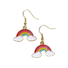 Load image into Gallery viewer, Sunny Skies &#39;70s-&#39;80s Style Enamel Rainbow Hook Earrings in Gift Box