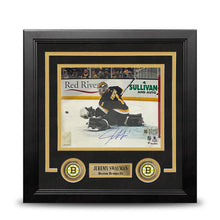 Load image into Gallery viewer, Jeremy Swayman Glove Save Boston Bruins Autographed 8" x 10" Framed Hockey Photo