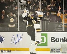 Load image into Gallery viewer, Jeremy Swayman Celebration Boston Bruins Autographed 11" x 14" Hockey Photo