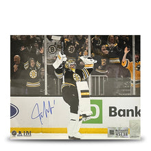Load image into Gallery viewer, Jeremy Swayman Celebration Boston Bruins Autographed 16" x 20" Hockey Photo