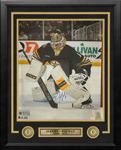 Load image into Gallery viewer, Jeremy Swayman in Goal Boston Bruins Autographed 11" x 14" Framed Hockey Photo