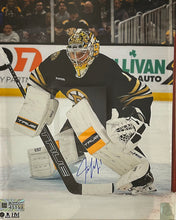 Load image into Gallery viewer, Jeremy Swayman in Goal Boston Bruins Autographed 8" x 10" Hockey Photo