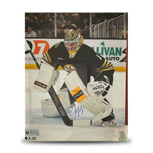 Load image into Gallery viewer, Jeremy Swayman in Goal Boston Bruins Autographed 16" x 20" Hockey Photo