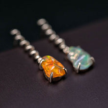 Load image into Gallery viewer, Swirl Mexican Fire Opal Drop Earrings in 14K Yellow Gold