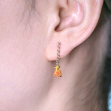 Load image into Gallery viewer, Swirl Mexican Fire Opal Drop Earrings in 14K Yellow Gold