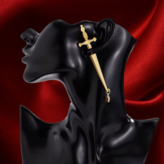 Sword Maiden Single Stabby Earring in Gold or Silver | 3.5