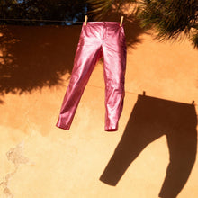 Load image into Gallery viewer, Synthetic Leather Metallic-Accented Slim-Fit Trouser in Pink