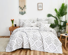 Load image into Gallery viewer, Tache Dreamy Moon Sky Ogee Damask Heather Gray White Quilt Set (TB300)