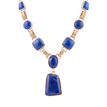 Load image into Gallery viewer, Royal Blue Lapis Golden Pendant Necklace
