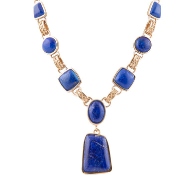 Royal Blue Lapis Golden Pendant Necklace