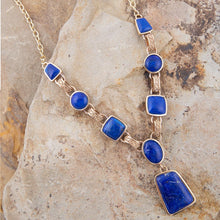 Load image into Gallery viewer, Royal Blue Lapis Golden Pendant Necklace