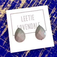 Load image into Gallery viewer, Grey Faceted Teardrop Stud Earrings
