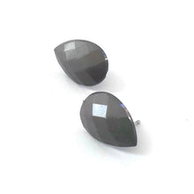 Load image into Gallery viewer, Grey Faceted Teardrop Stud Earrings
