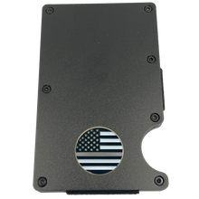 Load image into Gallery viewer, EL3-009 Thin Gray Line Correctional Officer Money Clip RFID Blocking Front Pocket Wallet Premium Minimalist Wallets for Men Minimalist Slim Credit Card Holder Business Card Holder Mens Aluminum Metal Wallet CO Corrections
