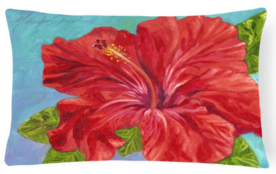 Red Hibiscus by Malenda Trick Fabric Decorative Pillow TMTR0319PW1216