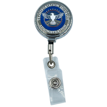 Load image into Gallery viewer, BL10-019 TSA Officer Metal ID Reel retractable ID Card Holder Transportation Security Administration Airport Screener
