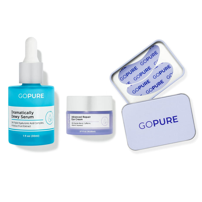 GOPURE Dramatically Dewy Serum + Advanced Repair Eye Cream + Glow Getter Eye Masks