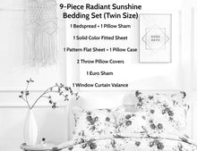 Load image into Gallery viewer, DaDa Bedding Bed in a Bag Bundle Set - Radiant Sunshine Yellow Hummingbirds Floral Bedding Set (JHW-925)