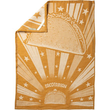 Load image into Gallery viewer, Tacotarian Woven Bright Funny Snarky Dish Cloth Towel | Ultra Soft and Absorbent Jacquard | All-Over Design | Unfolds 20&quot; x 28&quot; | Giftable