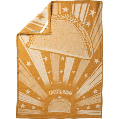 Tacotarian Woven Bright Funny Snarky Dish Cloth Towel | Ultra Soft and Absorbent Jacquard | All-Over Design | Unfolds 20