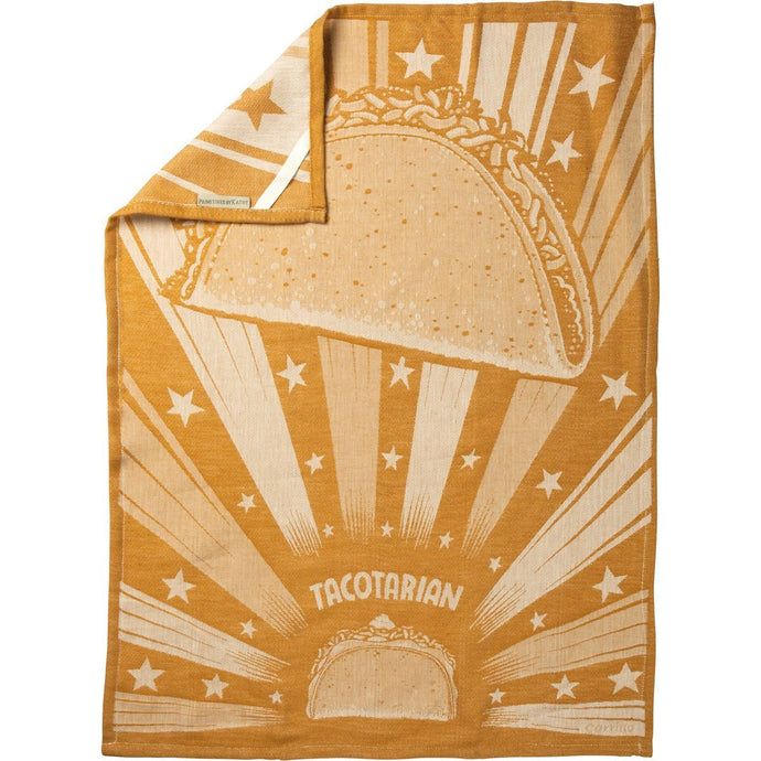 Tacotarian Woven Bright Funny Snarky Dish Cloth Towel | Ultra Soft and Absorbent Jacquard | All-Over Design | Unfolds 20