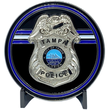Load image into Gallery viewer, EL2-016 Tampa Florida Police Office Challenge Coin Tampa Bay Thin Blue Line Back the Blue TPD Tampa Police Department
