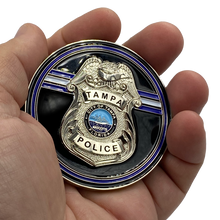 Load image into Gallery viewer, EL2-016 Tampa Florida Police Office Challenge Coin Tampa Bay Thin Blue Line Back the Blue TPD Tampa Police Department