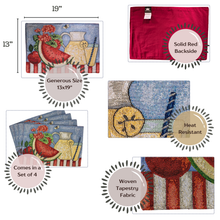 Load image into Gallery viewer, Tache Fruity Drinks Watermelon Lemonade Woven Tapestry Placemat Set (13082PM)