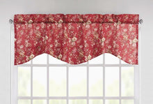 Load image into Gallery viewer, Tache Cotton Burgundy Floral Sheer Scalloped Window Treatment Fairy Tale Tea Party Valance (DXJ103443)