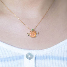 Load image into Gallery viewer, Teapot Design Fire Opal Diamond, Tsavorite Necklace 18K Yellow Gold