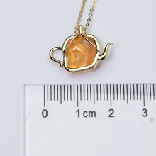 Load image into Gallery viewer, Teapot Design Fire Opal Diamond, Tsavorite Necklace 18K Yellow Gold