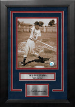 Load image into Gallery viewer, Ted Williams Sepia Swing Boston Red Sox 8" x 10" Framed Baseball Photo with Engraved Autograph